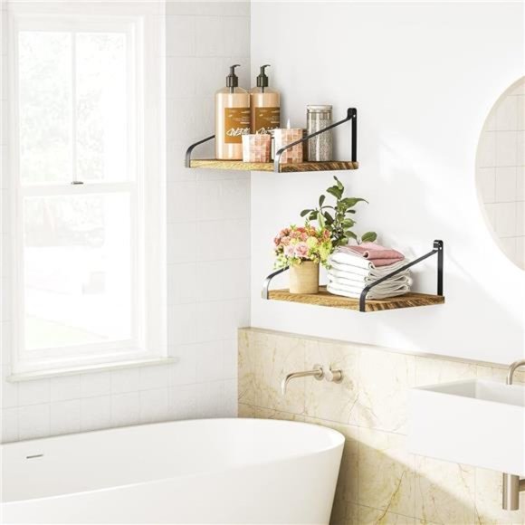 Floating Shelves Wall Mount Rustic Wood Wall Shelves with Large Storage - Picture 5 of 5